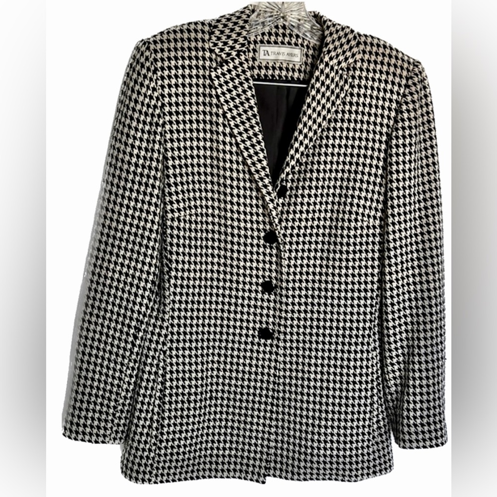 Travis Ayers Vintage houndstooth black & white check Skirt & Blazer sz 6